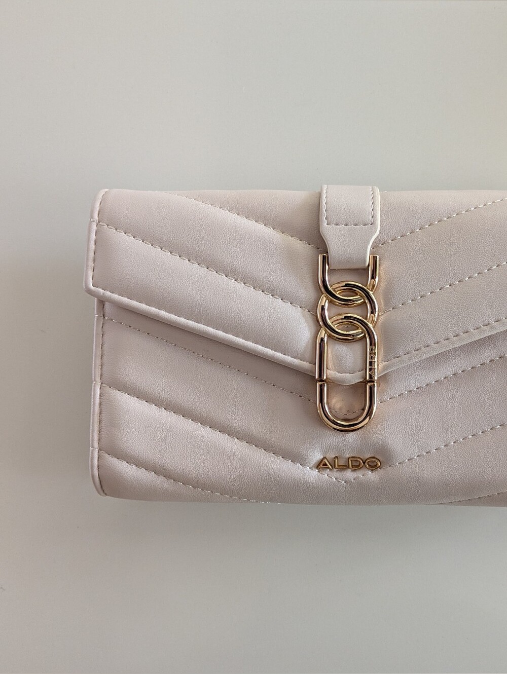 ALDO Quilted Pale Pink Chain-Accent Crossbody Bag